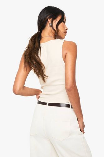 Basics Top Gilet en Côte à Encolure Échancrée et Dos Racer | Taille 44 - boohoo - Modalova