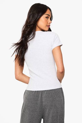 Top à col rond Rib Popper | Taille 44 - boohoo - Modalova