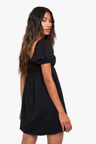 Robe Mini en Coton à Smocks avec Manches Bouffantes | Taille 44 - boohoo - Modalova