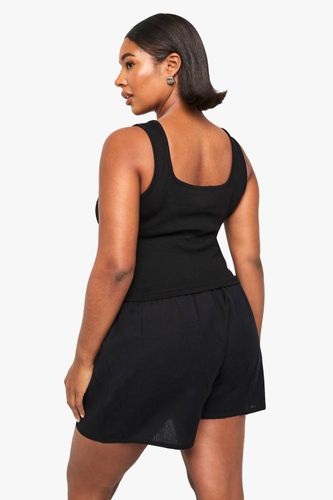 Débardeur Grande Taille Col Rond Échancré Avec Détail Boutons Pression | Taille 46 - boohoo - Modalova
