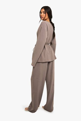 Pantalon tissé à taille élastique et jambes larges | Taille 44 - boohoo - Modalova