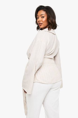 CHEMISIER À NOEUD AVEC RAYURES SUR LE DEVANT | Taille 48 - boohoo - Modalova