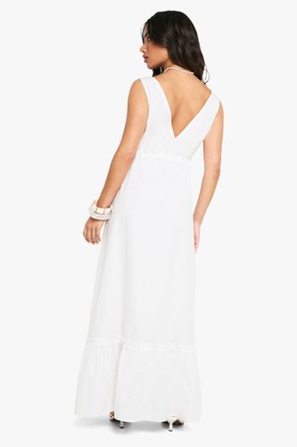 Robe Longue Étagée En Popeline De Coton Froncée Petite | Taille 44 - boohoo - Modalova