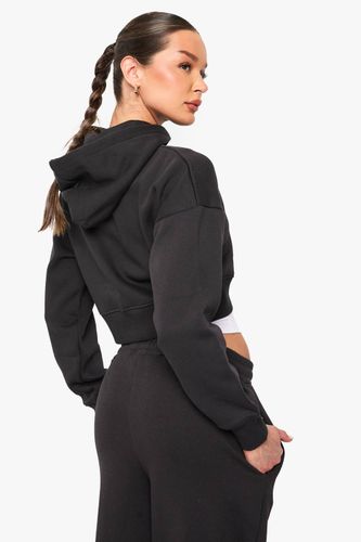 Hoodie à capuche raccourci à zip intégral | Taille Medium - boohoo - Modalova