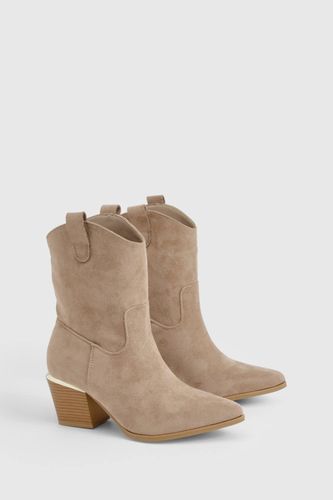 Faux Suede Bottes Western Mi-Mollet | Taille 41 - boohoo - Modalova