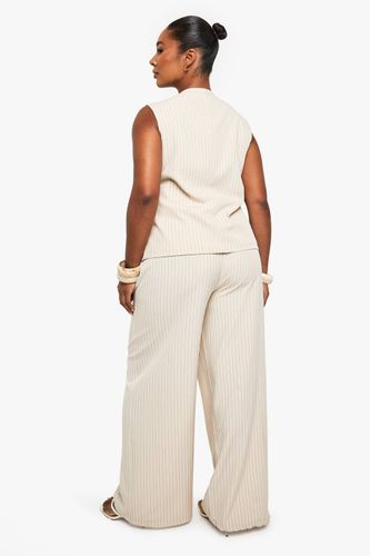 Plus Pantalon à jambe large à fines rayures avec cordon de serrage | Taille 48 - boohoo - Modalova