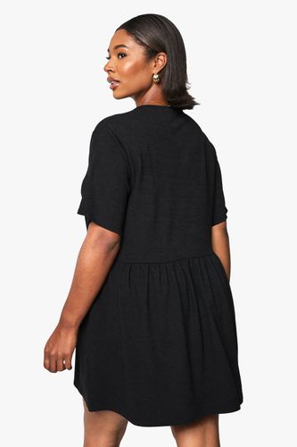 Robe t-shirt smock en côte grande taille | Taille 48 - boohoo - Modalova