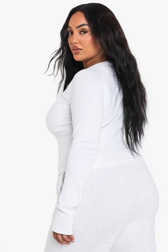 Haut Côtelé À Manches Longues Avec Boutonnage Sur Le Devant | Taille 46 - boohoo - Modalova