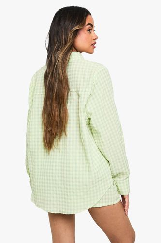Chemise oversize en vichy à épaules tombantes | Taille 42 - boohoo - Modalova