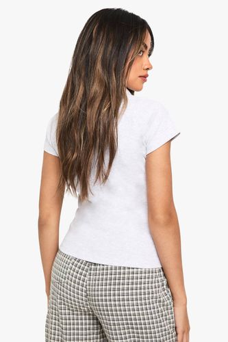 Rib Button Through Cap Sleeve Top | Taille 42 - boohoo - Modalova