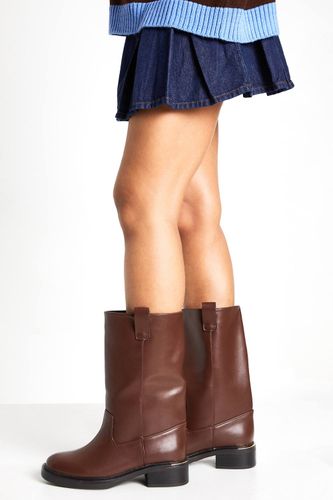 Bottes hautes pour mollets, coupe large Column | Taille 41 - boohoo - Modalova