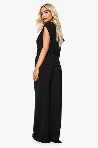 Ensemble blouse drapée tissée et pantalon coordonné | Taille 44 - boohoo - Modalova