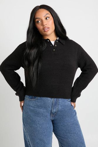 Haut à manches longues avec détail de col Plus | Taille 48 - boohoo - Modalova