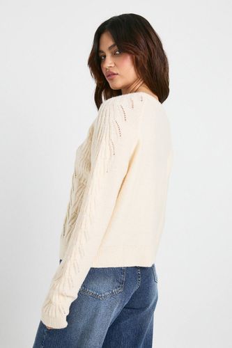 Cardigan tricoté avec détail pointelle et devant noué | Taille Medium - boohoo - Modalova