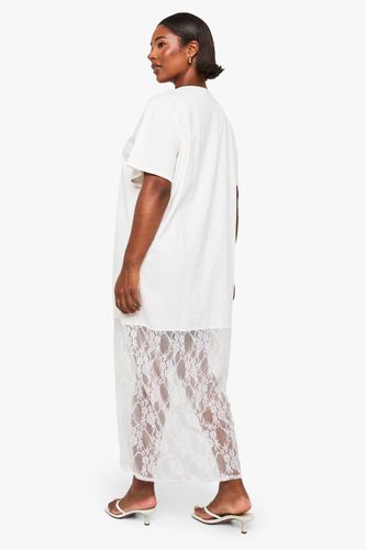 Robe t-shirt midaxi avec détails en dentelle | Taille 48 - boohoo - Modalova
