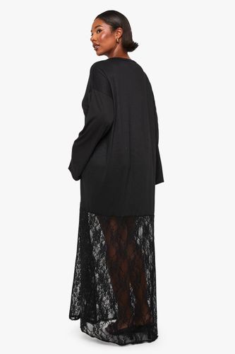 Robe-t-shirt en dentelle à manches longues | Taille 46 - boohoo - Modalova