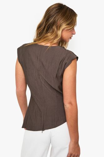 Chemisier tissé texturé à col montant | Taille 40 - boohoo - Modalova