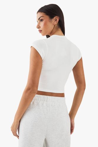 Haut à Manches Courtes Brodé avec Détail Boutonné | Taille 2XL - DSGN Studio - Modalova