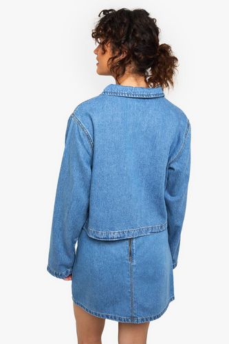 Chemise de rugby en denim à col | Taille 44 - boohoo - Modalova
