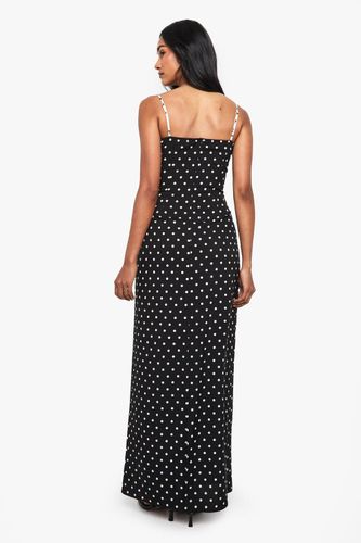 Robe maxi bustier froncé à pois en coupe colonne | Taille 36 - boohoo - Modalova