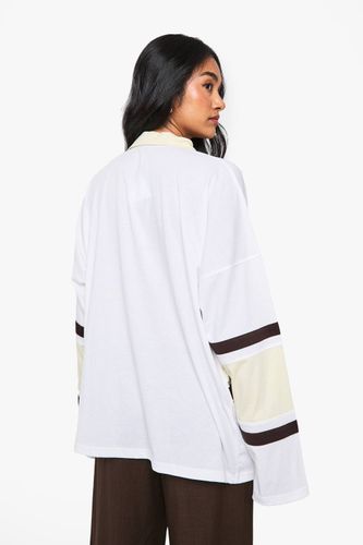 Contrast Collared Detail Rugby Top | Taille 44 - boohoo - Modalova