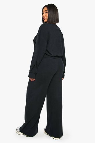 Plus cardigan boutonné côtelé et pantalon à jambes larges | Taille 48 - boohoo - Modalova