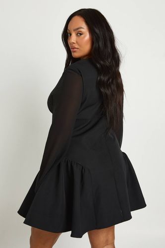 Robe skater grande taille à manches en chiffon | Taille 48 - boohoo - Modalova