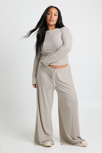 Pantalon Large Taille Mi-haute À Rayures Grande Taille | Taille 48 - boohoo - Modalova