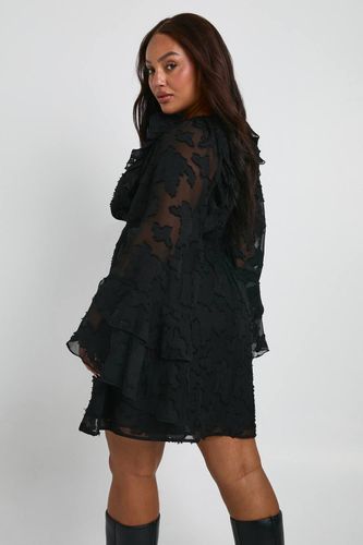 Robe Smock À Volants Motif Floral Dévoré Grande Taille | Taille 48 - boohoo - Modalova