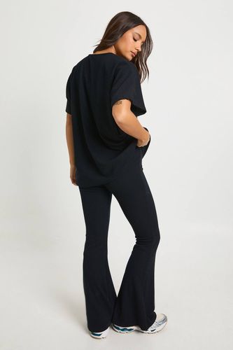 Legging côtelé bicolore évasé & top coordonné | Taille 42 - boohoo - Modalova