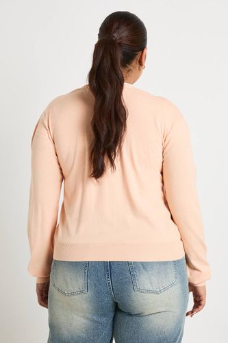 Cardigan Grande Taille à Col Rond en Maille Côtelée avec Boutonnage | Taille 46 - boohoo - Modalova