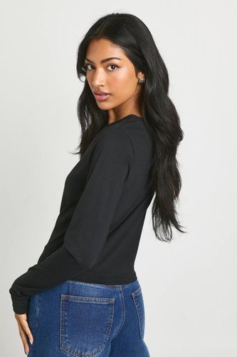 Haut à Manches Longues Sculpté Pêche avec Boutons-Pression | Taille 44 - boohoo - Modalova