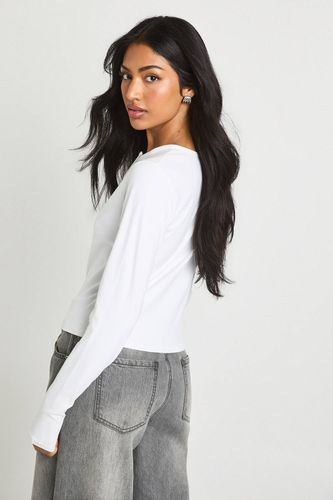 Haut à Manches Longues Sculpté Pêche avec Boutons-Pression | Taille 44 - boohoo - Modalova