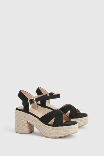 Espadrille Compensée Plateforme À Brides Croisées | Taille 41 - boohoo - Modalova