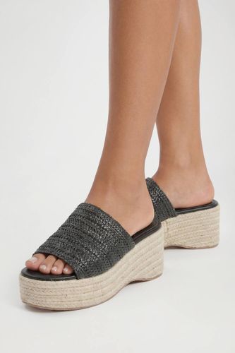 Compensées À Plateforme En Raphia | Taille 41 - boohoo - Modalova