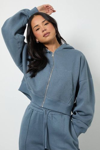 Sweat à Casynthétiqueche Zippé Oversize à Manches Bouffantes et Coupe Boxy | Taille Medium - boohoo - Modalova