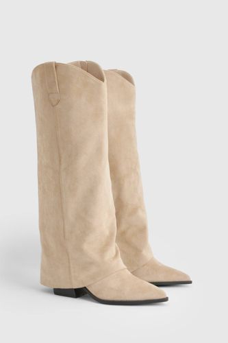 Bottes Western à Revers Coupe Large | Taille 39 - boohoo - Modalova