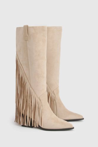 Bottes De Cowboy Western À Pompons Coupe Large | Taille 40 - boohoo - Modalova