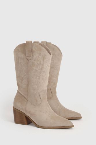 Bottes De Cowboy Western Brodées À Mollet Coupe Large | Taille 36 - boohoo - Modalova