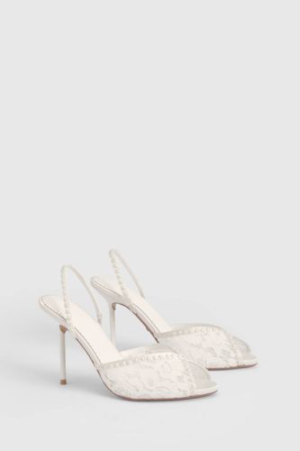 Escarpins Ouverts À Bride Arrière En Dentelle Perlée Pour Mariée | Taille 41 - boohoo - Modalova