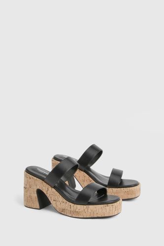 Plateforme Large À Double Bride En Liège | Taille 40 - boohoo - Modalova