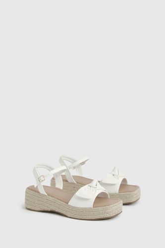 Espadrilles Compensées À Brides Avec Détail Nœud - Coupe Large | Taille 38 - boohoo - Modalova