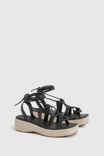 Sandales Compensées Espadrilles À Lanières Style Gladiateur | Taille 40 - boohoo - Modalova