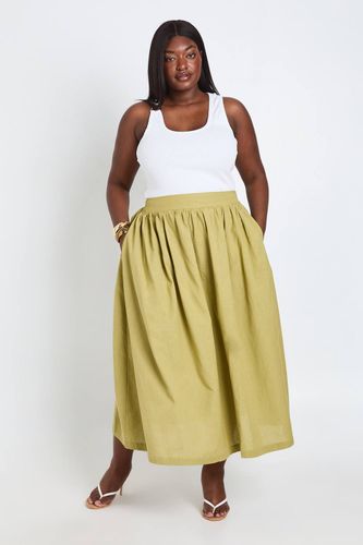 Jupe Midaxi À Poches En Lin Grande Taille | Taille 48 - boohoo - Modalova