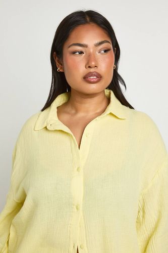 Chemise De Plage En Gaze De Coton Grande Taille | Taille 46 - boohoo - Modalova