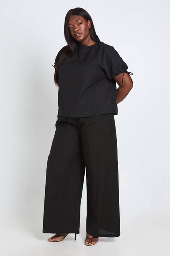 Pantalon Grande Taille En Lin À Taille Élastiquée Et Jambes Larges | Taille 48 - boohoo - Modalova