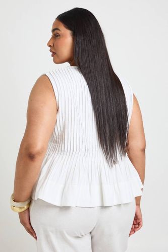 Haut En Lin Plissé À Col Montant | Taille 48 - boohoo - Modalova