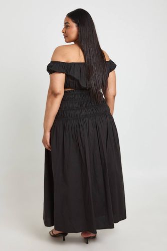 Ensemble Grande Taille Haut Bardot Et Jupe En Popeline De Coton | Taille 48 - boohoo - Modalova