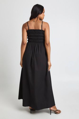 Robe Longue De Maternité En Popeline De Coton Froncée À Bretelles | Taille 46 - boohoo - Modalova