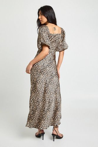 Robe Mi-longue À Manches Bouffantes Imprimé Léopard Pour Grande Taille | Taille 40 - boohoo - Modalova